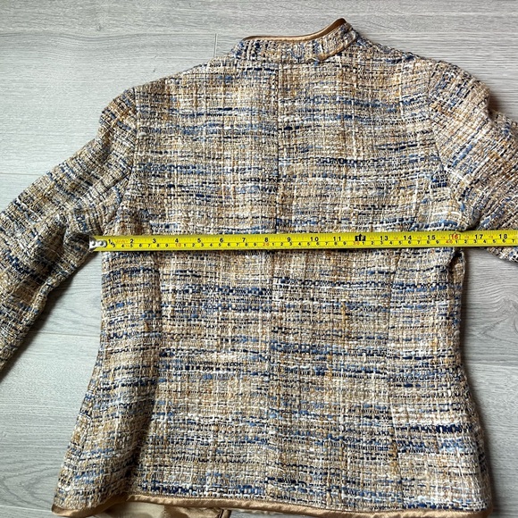 Karen Kane Petite Tweed Blazer in Tan and Blue with Notched Lapels Small EUC - Picture 5 of 7